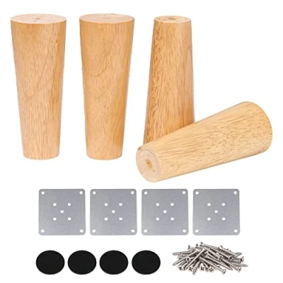 Image of BQLZR Wood Color Tapered Wooden Sofa Chairs Replacement Furniture Legs 6 Inches Pack of 4
