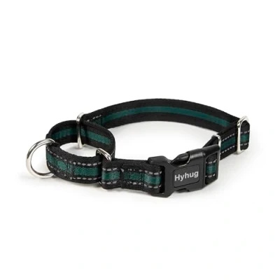 Image of Hyhug Christmas Star Design Adjustable Martingale Dog Collar with buckle, Quick Release (Reflective Green, Small)