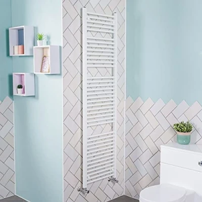 Image of Warmehaus Contemporary Straight Bathroom Ladder Radiator Heated Towel Rail 1800 x 500mm Warmer Central Heating White