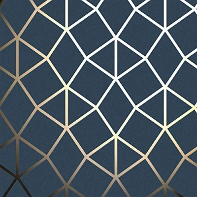 Image of Fine Décor FD42560 Platinum Geo Trellis Navy/Gold Wallpaper