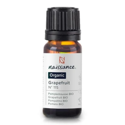 Image of Naissance Organic Grapefruit Essential Oil (No. 115) 10ml Pure, Natural, Certified Organic, Cruelty Free, Vegan, and Undiluted Use in Aromatherapy, Massage Blend &amp; Diffusers