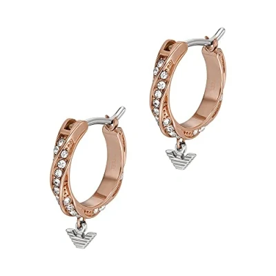 Image of Emporio Armani Earrings for Women Sentimental Logo, Length: 15MM, Width: 2.9MM, Height: 15MM 2 Tone Stainless Steel Earrings, EGS3006221