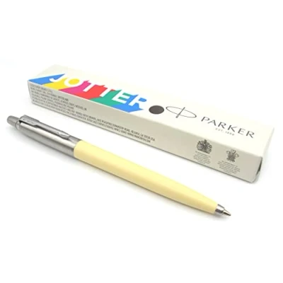 Image of Parker Jotter Originals Ballpoint Pen Eggshell Yellow Pastel Finish Retro Collection Blue Ink Gift Boxed