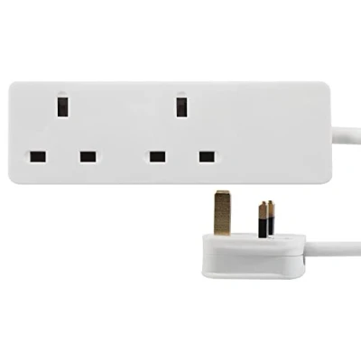 Image of PRO ELEC PELB1403 2 Gang Extension Lead, 0.5m, White