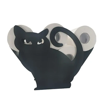 Image of Metal Toilet Roll Paper Organizer, Animal Towel Rack,Free Standing Bathroom Tissue Storage ,Large Capacity Holder for Bathroom, Kitchen, Washroom (Cat B)