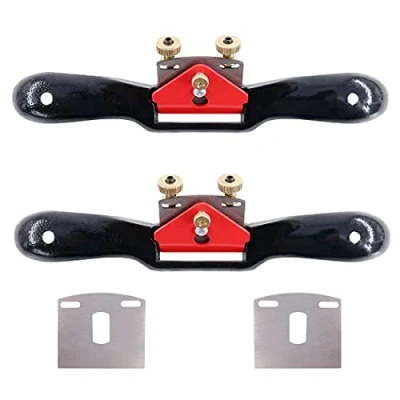 Image of Swpeet 2Pcs 10&#039;&#039; Adjustable SpokeShave with Flat Base and Replacement Blades, Metal Blade Wood Working Hand Tool Perfect for Craft, Craver,