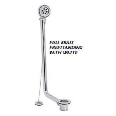 Image of Exposed Traditional Freestanding Roll Top Bath Waste Brass Chrome Plug Chain