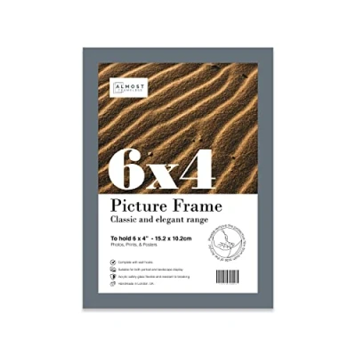 Image of 6x4 Inch Grey Photo Frame Wall Mountable and Freestanding Picture Standard Photograph Size, 6&quot; X 4&quot; (15 10cm)