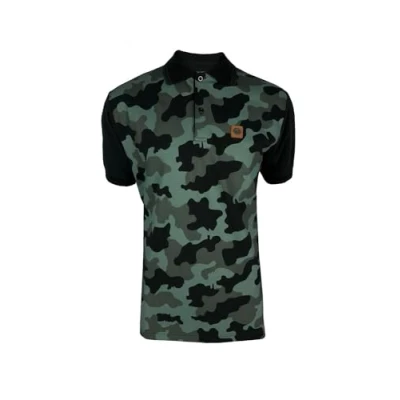 Image of Trojan Camo Panel Pique Polo TR/8873 M Black