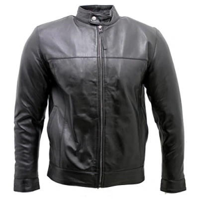 Image of Infinity Men&#039;s Retro Black Nappa Leather Biker Jacket XL