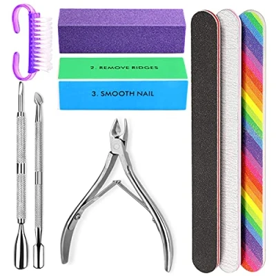 Image of HNYYZL Nail File, File Kit 3PCS Double Sided Emery Boards for Nails,Sponge Buffer Block,Nail Brush,Cuticle Clipper and Pusher