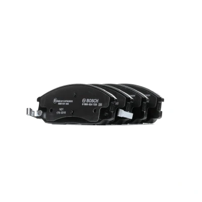 Image of 4813008260, 4813008BA0, 48130091A0 Brake pad set BOSCH 0 986 424 729 Low Metallic with acoustic wear warning anti squeak plate
