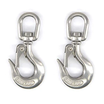 Image of 304 Stainless Steel Swivel Eye Lifting Hook American Type Safety Rigging Accessory With Round Working Load 150 KG 2PCS 3/16&quot;