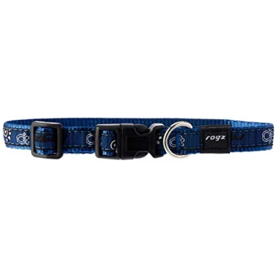 Image of Rogz Fancy Dress Dog Collar Navy Paw Medium 26 40cm