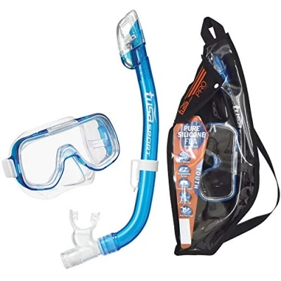 Image of TUSA Sport Youth Mini Kleio Mask and Dry Snorkel Combo, Clear Blue