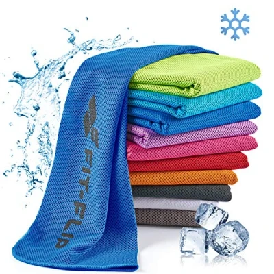 Image of Fit Flip Cooling towel cool down microfibre ice for sport and sweat stay Airflip neck cold yoga fitness (blue, 100x30cm)