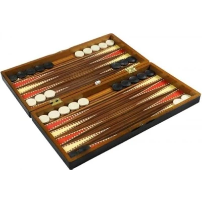 Image of BACKGAMMON TAVLA CHECKERS DRAUGHTS SET LARGE WOODEN FOLDABLE STORAGE TRAVEL HOLIDAY ADULT TRADITIONAL BOARD GAME