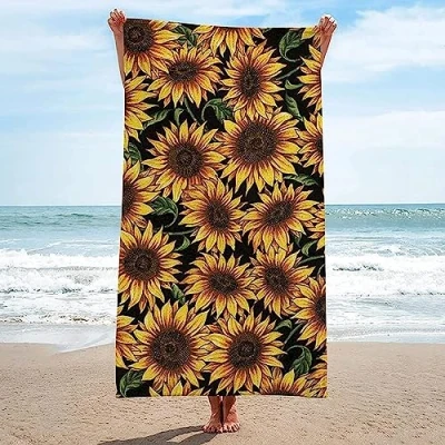 Image of Sunflower Microfibre Beach Towel Extra Large, Lightweight Towels for Adults, Super Absorbent, Quick 130CM X 80CM