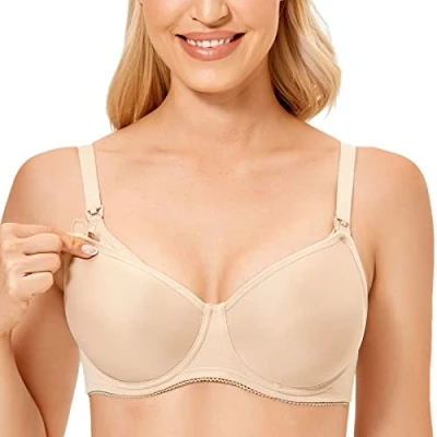 Image of Gratlin Women&#039;s Support Nursing Bras Padded Breastfeeding Underwired Plus Size Meternity Nude 36H