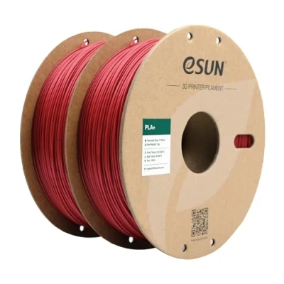 Image of eSUN PLA+ Filament 1.75mm, Enhanced Toughness 3D Printer PLA Plus, Dimensional Accuracy +/ 0.03mm, 1KG per Spool, 2 Spools Printing Filament, Fire Engine Red and