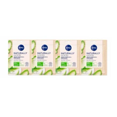 Image of Nivea Naturally Good Organic Aloe Vera Instant Hydration &amp; Fresh Boost Face Sheet Mask Pack of 4