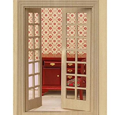 Image of WINOMO 1:12 Dollhouse Furniture Miniature Wooden Exterior Door 28 Panel