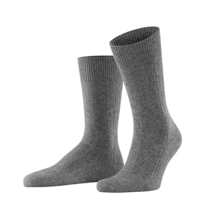Image of FALKE Men&#039;s Lhasa Rib M SO Wool Cashmere Plain 1 Pair Socks, Grey (Light Melange 3390) new eco friendly, 5.5 8