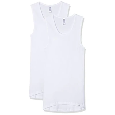 Image of Palmers Men&#039;s Doppelripp Tank Ärmellos Doppelpack Undershirt, White (White 100), M (Pack of 2)