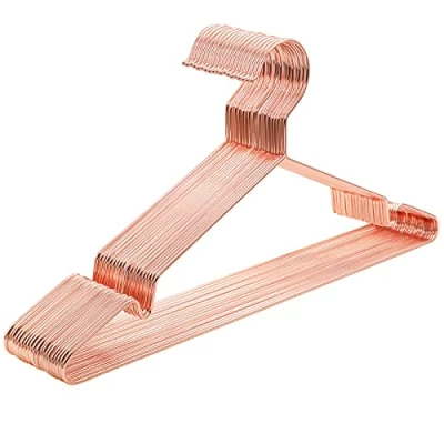 Image of SONGMICS 20 Pack Chrome Metal Clothes Hangers, Rustproof, Space Saving, Heavy Duty, Length 42 cm, Rose Gold CRI44R20