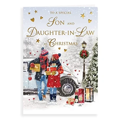 Image of Piccadilly Greetings Christmas Card Son &amp; Daughter in Law 9 x 6 inches Regal Publishing, C85491