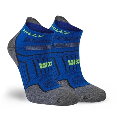 Image of Hilly, Twin Skin, Anti Blister Socklet Med Cushioning, Cobalt/Grey Marl, XL