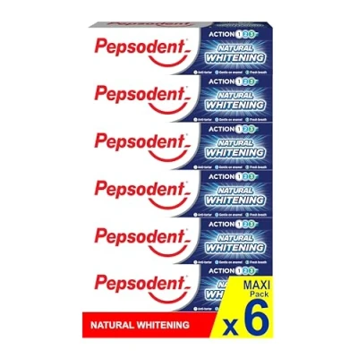 Image of Pepsodent Natural Whitening Fluoride and Calcium Toothpaste for Whiter Teeth in One Week 75ml (6x75ml Pack)