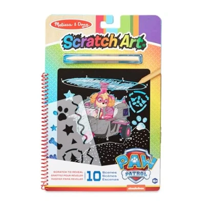 Image of Melissa &amp; Doug PAW Patrol Scratch Art Pad Skye colour Reveal Travel Activity