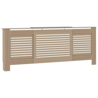 Image of vidaXL Adjustable MDF Radiator Cover Modern Slatted Design, Durable and Sturdy 205cm Brown Shelf