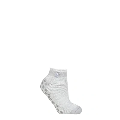 Image of Women&#039;s 1 Pair SOCKSHOP Heat Holders 2.3 TOG Patterned and Striped Ankle Slipper Socks Pisa Silver Grey 4 8 Ladies