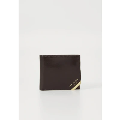 Image of Ted Baker London Men&#039;s KORNERR Metal Corner Bifold Coin Wallet Bi Fold, BRN Choc
