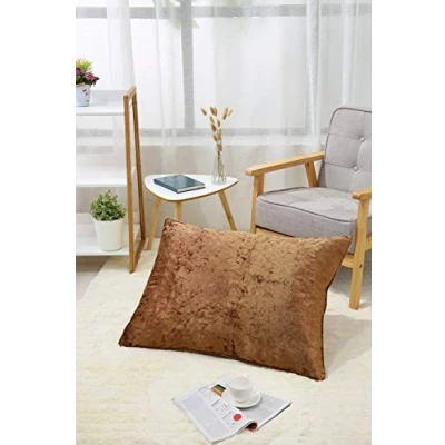 Image of iStyle Mode Set of 2 60cm x 80cm Premium Crushed Velvet Cushion Cover with Filled Hollow Fiber Piped Edges For Bedroom Sofa Living Room (Pack 2) (Brown)