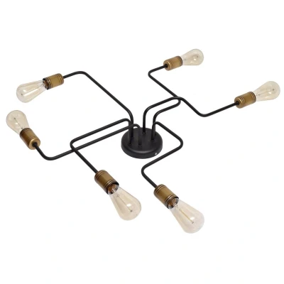 Image of Tube Multi Arm Semi Flush Ceiling Light Black, Patina 75cm