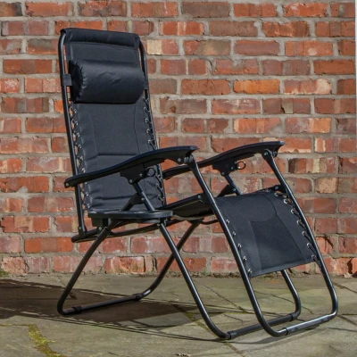 Image of Samuel ALEXANDER Luxury Padded Multi Position Zero Gravity Garden Relaxer Chair Lounger (1, Solid Black)