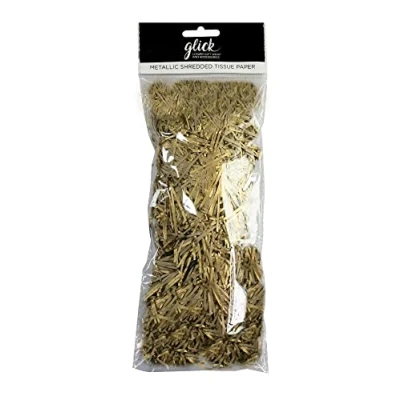 Image of Glick 30g Shredded Tissue Paper White, Gold Paper, for use in Gift Wrapping, Arts and Crafts (TPS06)