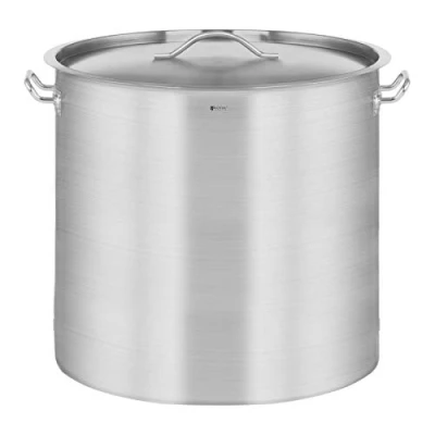 Image of Royal Catering Induction Pot Stockpot with Lid RCST 98LI E (98 L, Stainless Steel, Pouring Rim, for Induction, Gas and Electric Other Cooking Plates)