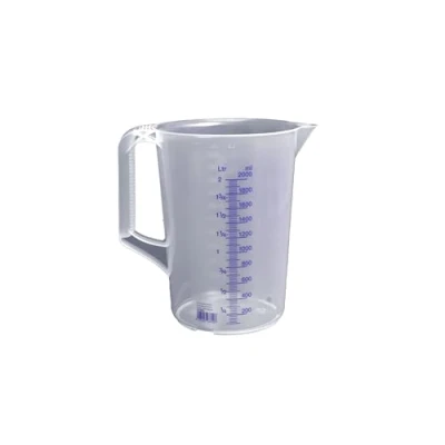 Image of Hunersdorff 937000 Graduated Can with Closed Handle, White/Blue, 2000 ml