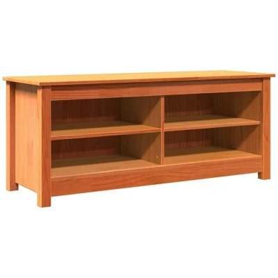 Image of vidaXL Shoe Bench with Shelf Storage Wax brown Solid pine wood