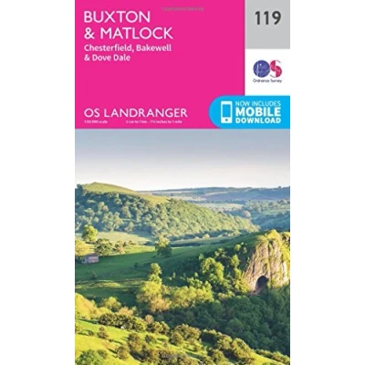 Image of Landranger 119 Buxton, Matlock, Bakewell &amp; Dove Dale Map With Digital Version