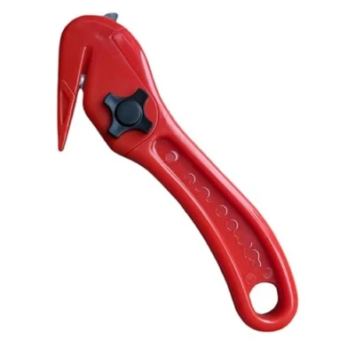 Image of Safety Cutting Knife Box Opener Seat Belt Cutter Shrink Wrap, Tape Tool HK521 Cutters/Film Slitters High Visibility Package Openers (10, RED)