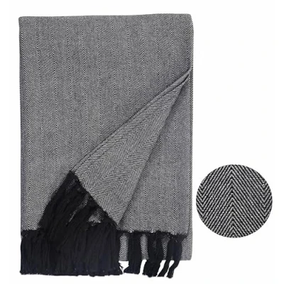 Image of EHC Throws for Sofas Large, Sofa Covers 2 Seater/Double Bed/Woven Sofa, Armchair Couch Seater, Reversible Settee Cotton, 150 X 200 CM, Black
