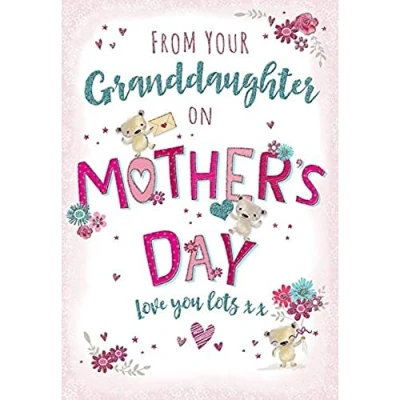 Image of Piccadilly Greetings Cute Mother&#039;s Day Card from Granddaughter 9 x 6 inches