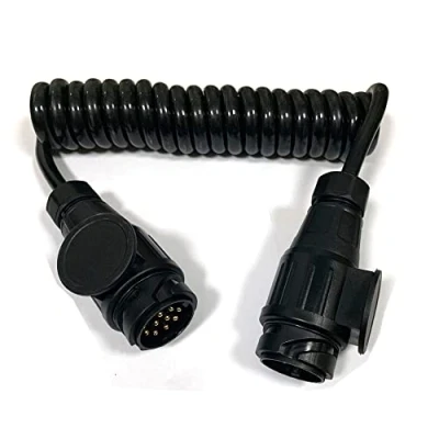 Image of JVJ 13 Pin3.0m 300cm Coiled Extension Cable Trailer Lead Adapter 12V Towing Harness Male to for Truck &amp; Motorhome Boat Tractor