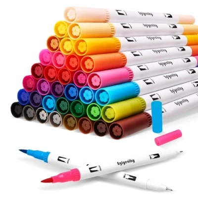 Image of Eglyenlky Colored Markers for Adult Coloring Book, Felt Tip Marker, Dual Brush Pens with and Fine Teen Kid Drawing (36 Colors Set)