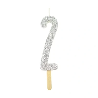 Image of PME Silver Glitter Number Candle 2